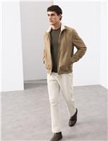 Suede Funnel Neck Bomber Jacket