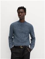 Lambswool Blend Textured Crew Neck Jumper