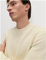 Lambswool Blend Textured Crew Neck Jumper