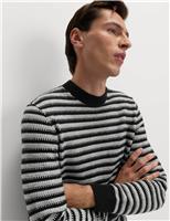 Lambswool Blend Striped Crew Neck Jumper