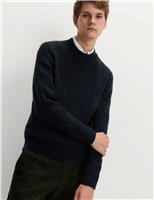 Lambswool Blend Basket Stitch Crew Neck Jumper