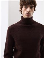 Pure Wool Wave Stitch Roll Neck Jumper