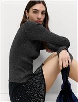 Sparkly Flute Sleeve Knitted Top