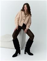 Ribbed Balloon Sleeve Cardigan