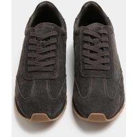 M&S Suede Lace Up Runner Trainers Dark Brown