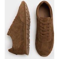 M&S Suede Lace Up Runner Trainers Tan