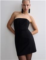 Wool Blend Strapless Mini Tailored Dress