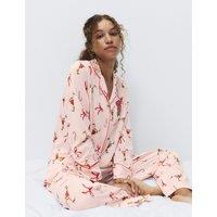 M&S The Grinch Christmas Cool Comfort Pyjama Set Pink Mix