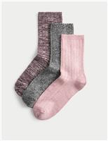 M&S 3pk Sumptuously Soft Thermal Crew Socks Blush