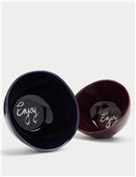 Set of 2 Ceramic Enjoy Slogan Nibble Bowls