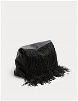 Leather Beaded Underarm Clutch Bag