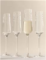 Set of 4 Etched Champagne Flutes