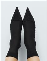 Sheer Embellished Ankle Highs