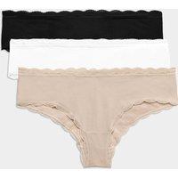 M&S 3pk Cotton Rich Hipster Knickers Opaline Mix
