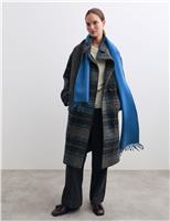 Pure Wool Checked Funnel Neck Duffle Coat