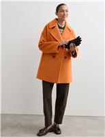 Pure Wool Double Breasted Short Cocoon Coat