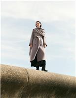 Pure Wool Detachable Scarf Coat