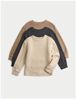 3pk Pure Cotton Waffle Tops (2-8 Yrs)