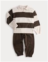 2pc Knitted Stripe Polo Shirt & Jogger Outfit (18 Mths-8 Yrs)