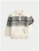 Cotton Blend Fair Isle Half Zip Jumper (1-10 Yrs)