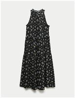 Floral Halter Neck Midi Tiered Dress