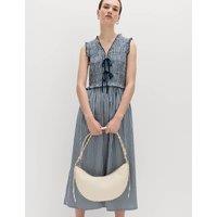 M&S Cotton Rich Gingham Midi Waisted Dress Black Mix