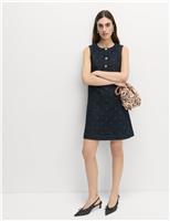 Denim Embellished Mini Shift Dress