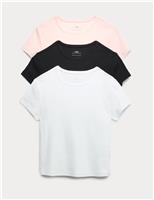 M&S 3 Pack Cotton Rich T-Shirts (6-16 Yrs) Multi