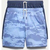 M&S 2 Pack Swim Shorts (6-16 Yrs) Blue