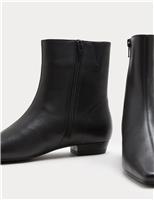 Leather Chisel Toe Ankle Boots