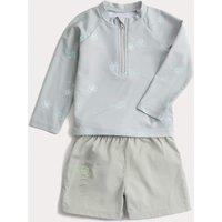 M&S 2pc Frog Rash Vest Swim Set (0-3 Yrs) Green Mix
