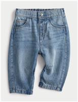 Pure Cotton Elasticated Waist Jeans (0-3 Yrs)