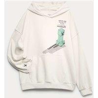 M&S Cotton Rich Minecraft Graphic Hoodie (6-16 Yrs) Ecru