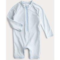M&S Striped Long Sleeve Swimsuit (0-3 Yrs) Blue