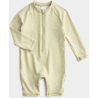 M&S Striped Long Sleeve Swimsuit (0-3 Yrs) Green