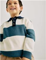 Cotton Blend Knitted Striped Rugby Jumper (2-10 Yrs)