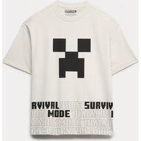 M&S Pure Cotton Minecraft T-Shirt (6-16 Yrs) Ecru