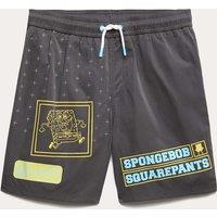 M&S Spongebob Squarepants Patterned Swim Shorts (6-16 Yrs) Black