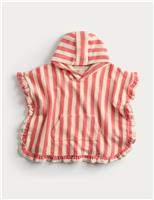 M&S Pure Cotton Towelling Striped Poncho (0-3 Yrs) Pink Mix