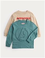 2pk Pure Cotton Marvel Long Sleeve Tops (2-8 Yrs)