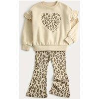 M&S 2pc Cotton Rich Kick Flare Outfit (1-8 Yrs) Neutral