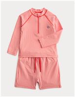 2 Piece Striped Seersucker Long Sleeve Swim Set (0-3 Yrs)