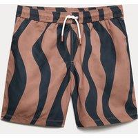 M&S Wavy Patterned Swim Shorts (6-16 Yrs) Brown