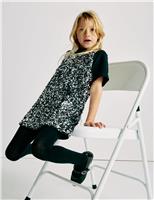 M&S 2 Piece Sequin Pinafore and T-Shirt (2-10 Yrs) Dark Pewter