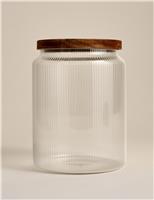 Large Ribbed Glass Cookie Jar