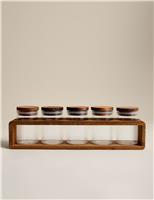 Set of 5 Ribbed Glass Spice Jars