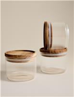 Set of 3 Small Stacking Glass Storage Jars