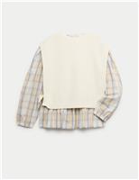 2pc Cotton Rich Knit Tabard and Check Shirt (6-16 Yrs)