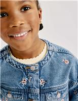 Floral Embroidered Denim Shacket (2-10 Yrs)