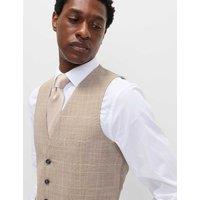 M&S Regular Fit Check Waistcoat Neutral